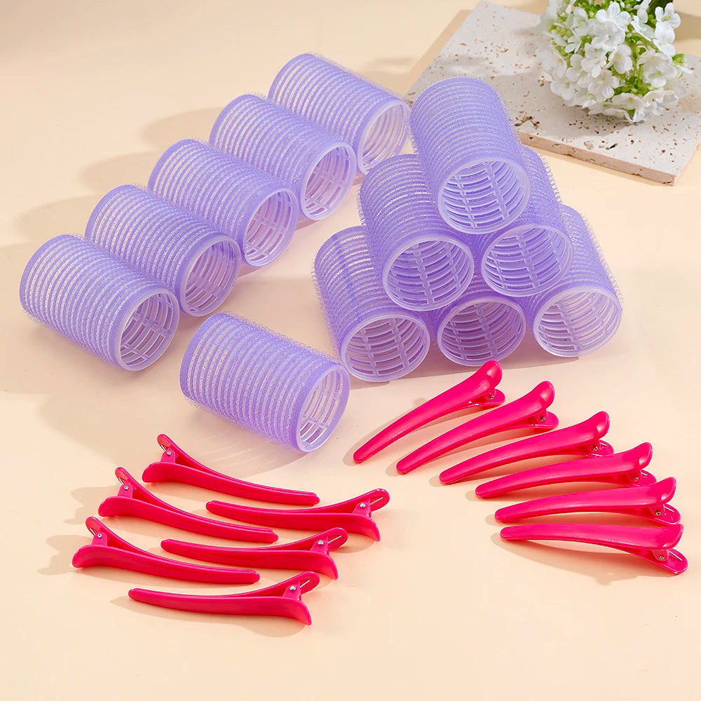 24pcs/Set Self Grip Hair Rollers No Heat Hair Clip Curlers Heatless