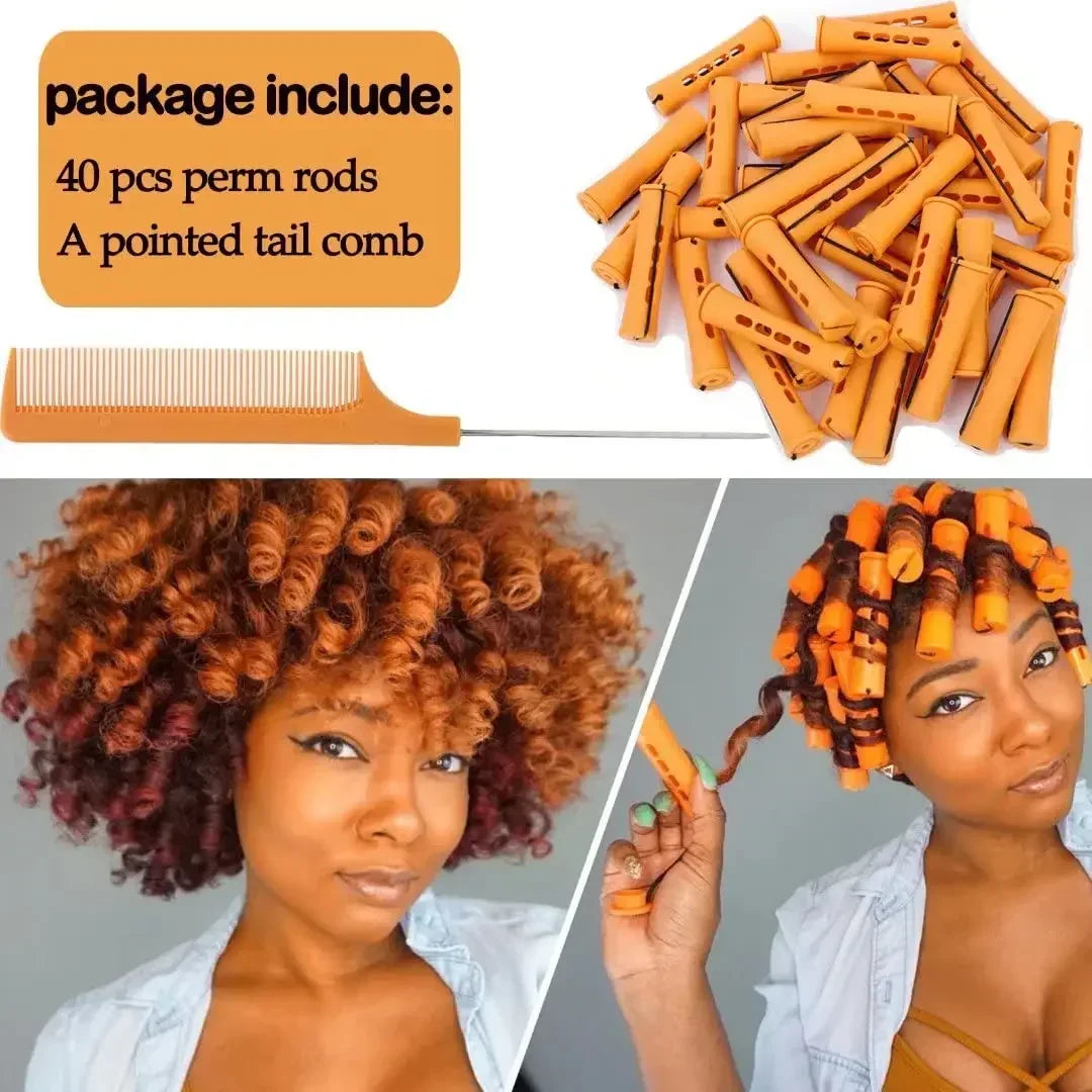 40pcs Cold Wave Perm Rods Set For Women's Long & Short Natural Hair -