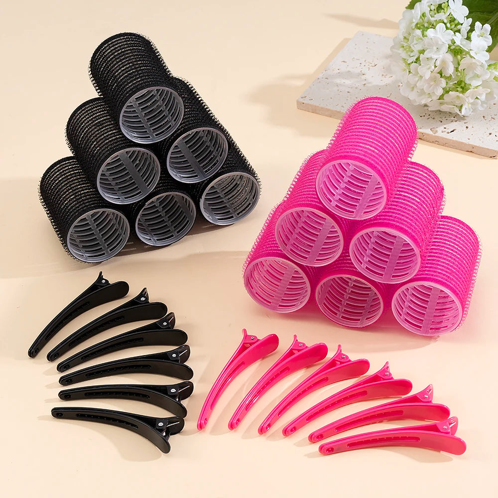 24pcs/Set Self Grip Hair Rollers No Heat Hair Clip Curlers Heatless