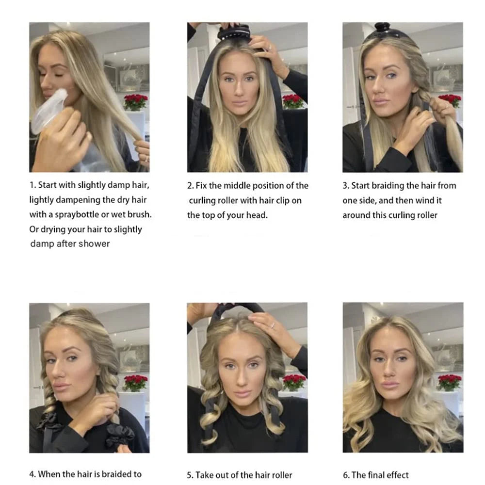 Heatless Curling Rod Headband No Heat Silk Curls Ribbon Hair Rollers