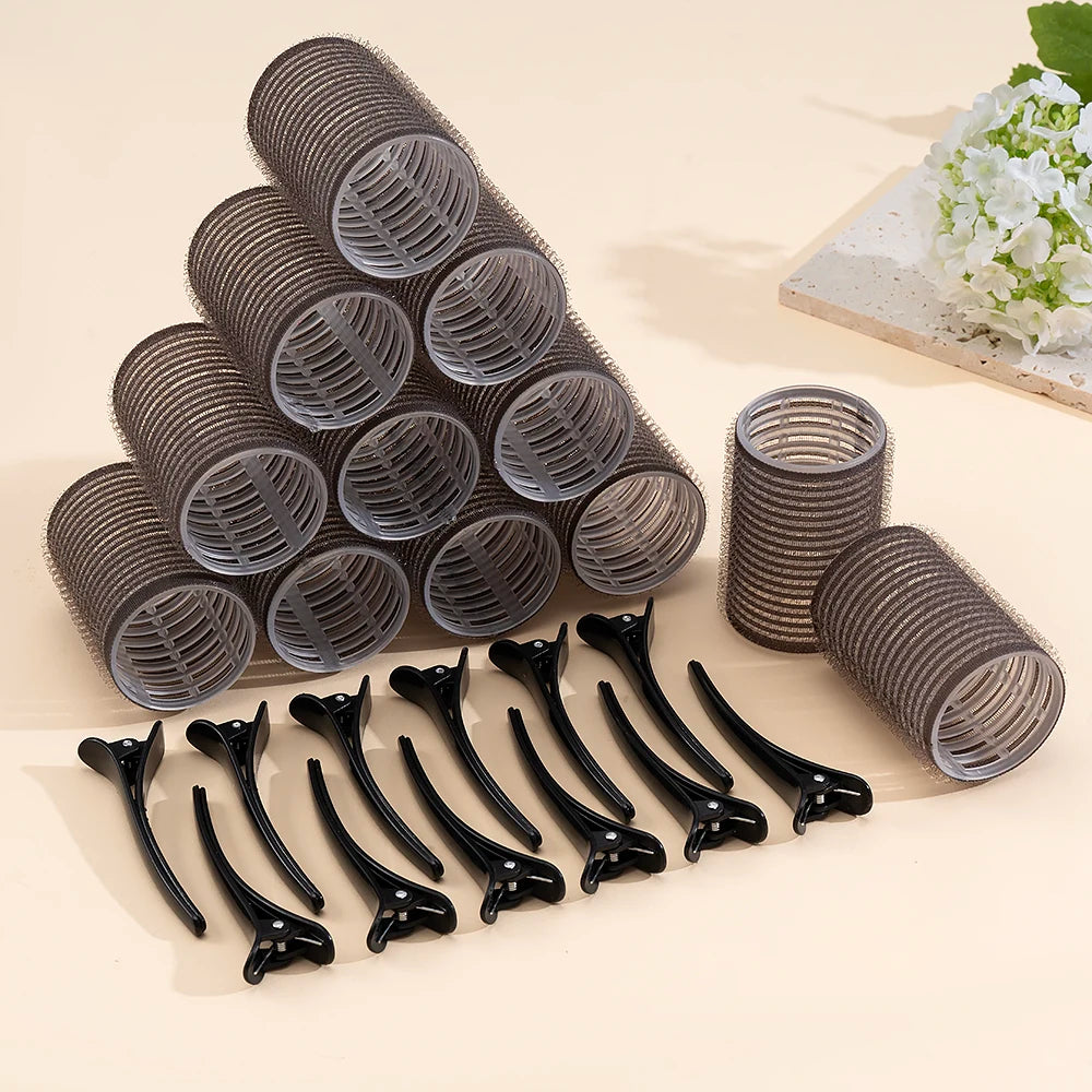 24pcs/Set Self Grip Hair Rollers No Heat Hair Clip Curlers Heatless