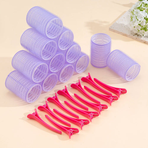 24pcs/Set Self Grip Hair Rollers No Heat Hair Clip Curlers Heatless