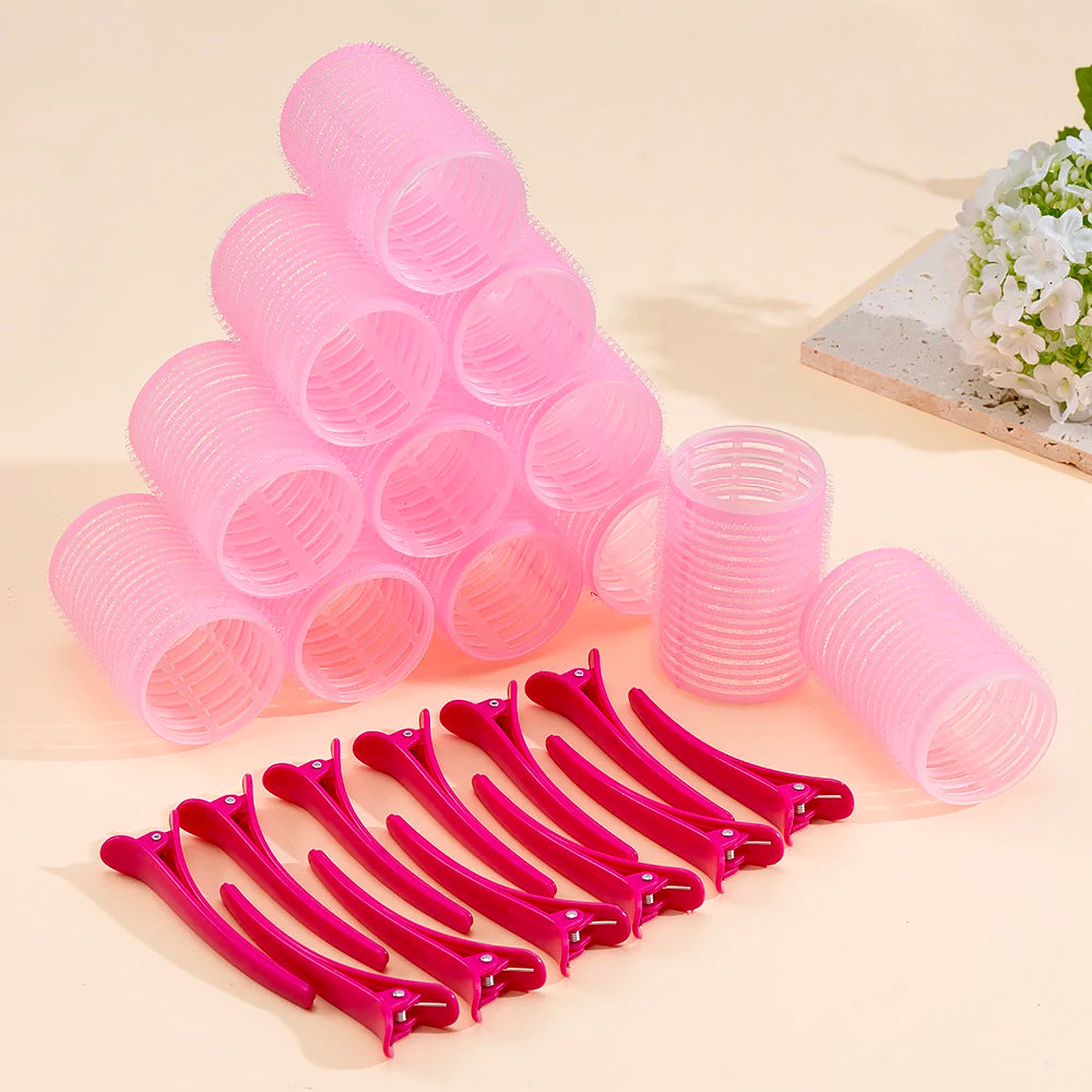24pcs/Set Self Grip Hair Rollers No Heat Hair Clip Curlers Heatless