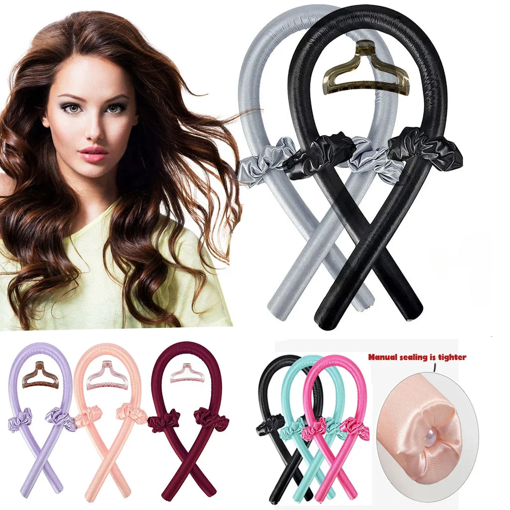 Heatless Curling Rod Headband No Heat Silk Curls Ribbon Hair Rollers